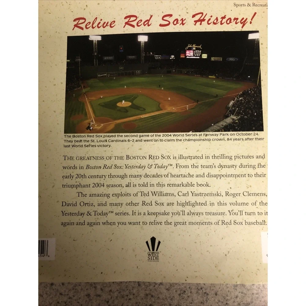 Boston Red Sox Yesterday& Today Hardcover Illustrated Book Nick Cafardo 2009